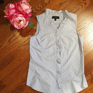 Banana Republic Sleeveless Blue Ruffled Blouse